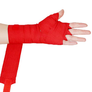 Boxing Hand Wraps Non-Skid Compression Sleeve <b>Elastic</b> Hand Wrist Support <b>Lace</b>-Up Closure Polyester & Cotton Gym Workout Bandage - Product Image 4