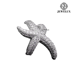 Anillo de Cóctel Jewelux de Plata 925 con Estrella y Cristal de Corte Brillante Redondo, Diseño Unisex de Lujo de la India - Product Image 2