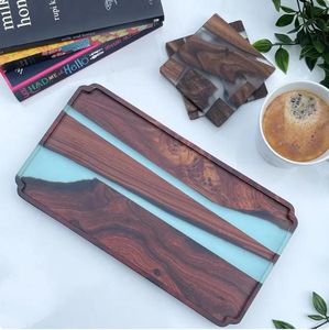 Luxury Handmade Resin And Wooden Serving <b>Tray</b> For Modern Home Decor And Elegant Dining Table Presentation - Product Image 3