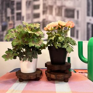 Présentoir en bois noir festonné en forme de fleur, plateau surélevé pour pot de plante, bougie, décoration intérieure, vente en gros - Product Image 4