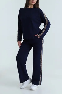 <b>Women's</b> Beige Maternity Solid Hooded Tracksuit Set Cropped Zip up Sweatshirt High Waist Wide Leg Pants Casual Two <b>Piece</b> Outfit - Product Image 3