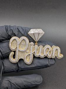 Custom Pjuan <b>Name</b> Pendant Iced Out Hip Hop Necklace 18k Gold Plated 925 Silver Moissanite Bling <b>Chain</b> Luxury Gift - Product Image 1