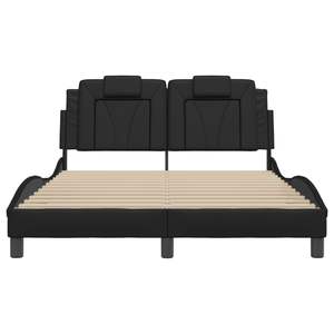 Cadre de lit rembourré en similicuir noir sans matelas, taille 53,9''x74,8'' - Product Image 4