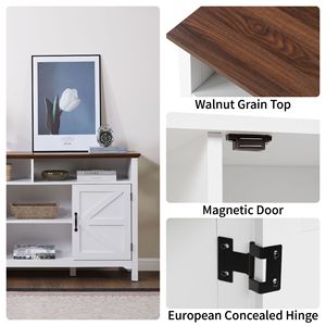 Credenza Antica Stile Fattoria con Ante a Battente, Mobile Buffet da 58 Pollici, Ampio Armadio da Cucina con Ripiani Regolabili per Soggiorno - Product Image 3