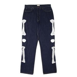 Jean en denim ample pour homme avec applique en os, style streetwear, taille mi-haute, en coton délavé, pour l'automne - Product Image 3
