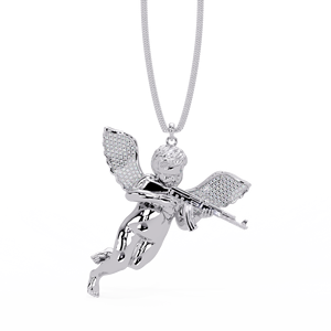 Collar de Lujo con Colgante de Ángel Cupido Chapado en Oro con Diamantes de Laboratorio y Plata 925, Joyería Hip Hop con Logotipo Personalizado, Venta al por Mayor OEM ODM - Product Image 3