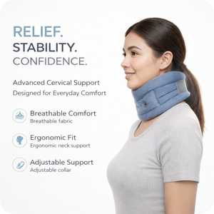 Collarín de Soporte para Cuello ORTHOWRAP, Material PU Gris, Protección Profesional, Alivio Ajustable del Dolor de Cuello, Unisex, Todas las Estaciones, Personalizable - Product Image 3