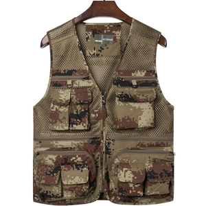 Gilet de chasse en gros pour hommes, style vintage, respirant, camouflage, en maille, sans manches, avec doublure et poches - Product Image 5