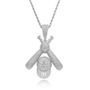 จี้รูปหมวกเบสบอลฮิปฮอป สร้อยคอชุบทอง 18k ประดับเพชร ดีไซน์ทันสมัย สร้อยคอฮิปฮอปแบบปรับแต่งได้ - Product Image 5