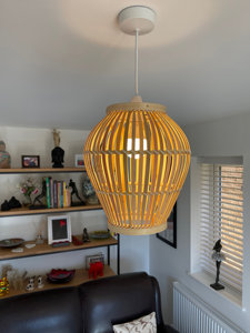 Handmade Bamboo Lampshade Natural Brown Woven Pendant Light Eco Friendly <b>Ceiling</b> Lamp OEM Supplier Vietnam - Product Image 6