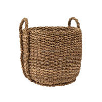 Panier Bolga en jonc de mer naturel fait main, pliable, multifonctionnel, avec couvercle et poignées, DHT HANDICRAFT du Vietnam