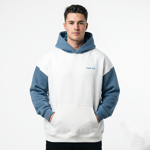 Sweat-shirt décontracté pour homme en coton épais à logo personnalisé, coupe oversize, épaules tombantes, bicolore - Product Image 1