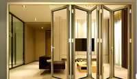 Porte pliante moderne en alliage d'aluminium avec verre Low-E pour balcons et patios ; Conception panoramique insonorisante