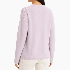 Cárdigan de cuello redondo de punto acanalado fino y elástico para mujer | |   Fabricante OEM ODM Bangladesh - Product Image 2