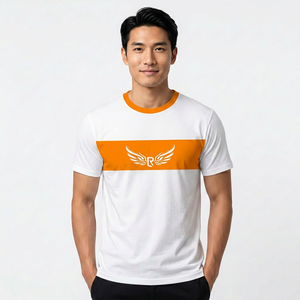 เสื้อยืดแขนสั้นสีขาวสำหรับผู้ชาย คอโอ ลายทางแนวนอนสีเขียวเข้ม ทรงลำลอง ผ้าถัก ทรงปกติ - Product Image 6