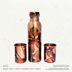Handmade Metal Pure Copper <b>Water</b> <b>Bottle</b> with Glass Set Designer Modern Unique Classic Stylish Decorative <b>Custom</b> Printed - Product Image 4