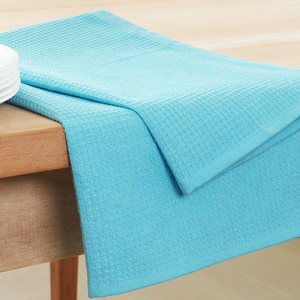 Toalla de cocina de tejido de gofre de algodón Aqua Blue 100%, 15X25 pulgadas, paño de plato ultrasuave reutilizable con bucle colgante lavable - Product Image 4