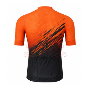 Ensemble maillot et short de cyclisme pour homme, orange et noir, à rayures diagonales, manches courtes, fermeture éclair sur le devant, pour adultes - Product Image 4