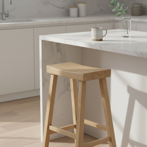 Taburete Alto de Barra, Redondo, de Madera de Caucho Sólida, Moderno, Minimalista, Mueble para el Hogar, Duradero y Ligero - Product Image 3