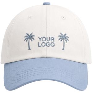 Gorra de Béisbol Bordada Personalizada en Blanco y Azul Bebé con Logotipo de Palmera, Ajustable, de Algodón, Unisex, OEM, ODM, Venta al Por Mayor de Fábrica - Product Image 1