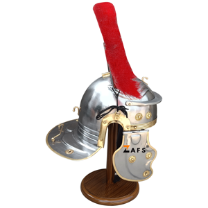 Casque de Centurion Romain Fait Main avec Plume Rouge en Acier Doux – Réplique Historique pour Reconstitutions et Événements Cosplay - Product Image 2