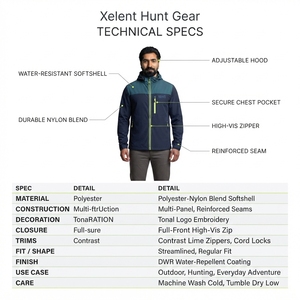 Veste softshell personnalisée pour homme, imperméable, coupe-vent, pour la chasse, la randonnée, par Xelent Hunt Gear - Product Image 5