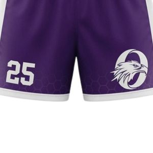 Shorts de lacrosse unisexe violet et blanc en polyester, coupe athlétique, légers, pour uniforme sportif, entraînement d'équipe et tenue de match - Product Image 6