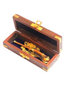 Sifflet de marin artisanal en laiton de 5 pouces, sculpture nautique moderne, plaqué or antique, avec coffret en bois, sifflet maritime - Product Image 6