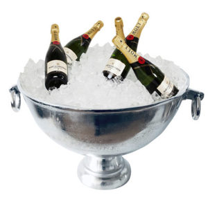 Frutero Decorativo de Aluminio con Base Hexagonal y Pedestal Plateado Antiguo - Product Image 2