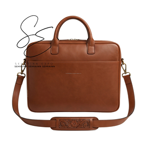 SEHRAINN Maletín de Cuero Genuino para Hombre, Diseño Floral Clásico, Bolsa para Portátil con Correa Ajustable, Bolsa de Mensajero Unisex para Negocios y Trabajo - Product Image 4
