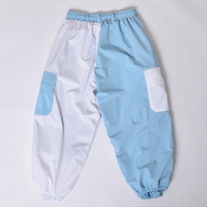 กางเกงสกีสำหรับฤดูหนาวแบบ unisex สีขาวน้ำเงิน ตัดต่อสี  ขอบเอวยางยืด ระบายอากาศได้ดี กันลม ผลิตจากผ้าไนลอน - Product Image 1