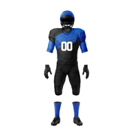 Men American Football Uniform Blue V-Neck Short Sleeve 100% Polyester Moisture Wicking Fitted Style All Seasons