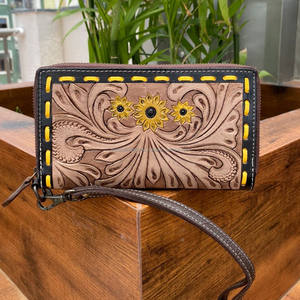Nuevo embrague tallado a mano occidental para mujer, cartera elegante con flores, multiusos, cartera mecanizada a mano, embrague Vintage - Product Image 2