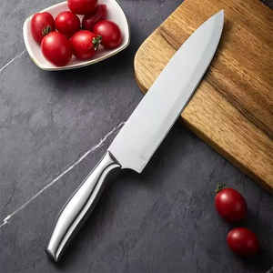 Cuchillo de Chef de Acero Inoxidable con Acabado Pulido, Mango de Madera, Herramienta de Corte Profesional para Cocina, Preparación de Alimentos, Forjado a Mano - Product Image 4