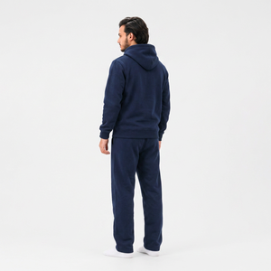 Chándal Unisex Azul Marino con Capucha, Manga Larga, Color Sólido, Algodón, Ropa Casual, Bolsillos Laterales, Corte Regular, Ropa Urbana de Invierno, Estampado - Product Image 5