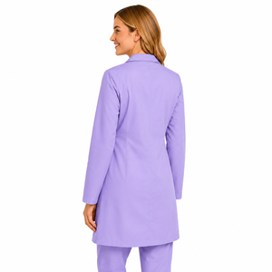 Bata de laboratorio médica personalizada para mujer, de algodón y poliéster, manga larga, uniforme de doctora/enfermera, solapa con muescas, bolsillo con botón, ropa de trabajo, aguja - Product Image 4