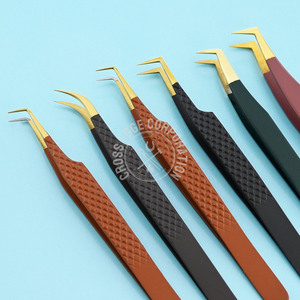 Luxury Matte Finish False Eyelash Fiber Lash Tweezer with Gold Tip Beautiful Mink Eyelash Stainless Steel Custom Logo Durable - Product Image 1