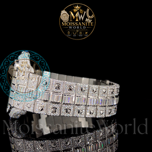 Montre-bracelet de luxe en alliage de quartz premium, cadran en verre serti de diamants Moissanite couleur D VVS1, acier inoxydable 20 mm, étanche - Product Image 4