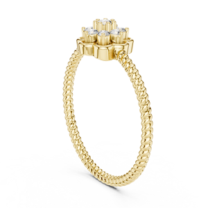 LUNA BLOSSOM VINTAGE RHODIUM PLATED LAB-GROWN BRILLIANT CUT DIAMOND <b>RING</b> <b>SET</b> 18KT SOLID YELLOW <b>GOLD</b> for WOMEN ENGAGEMENT PARTY - Product Image 3