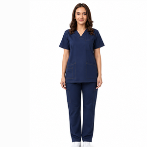 Ensemble d'uniformes médicaux personnalisés pour femmes en tissu tricoté Spandex/Polyester – Haut et pantalon confortables – Service OEM – Vente en gros - Product Image 1