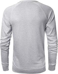 Sweat-shirt à col rond en tricot uni à manches longues pour homme, décontracté, longueur normale, gris clair, 100% coton, respirant, hiver - Product Image 2