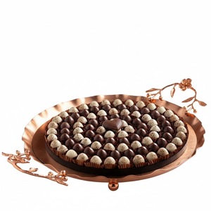 Plateau de service ovale doré luxueux, plateau à dessert, plateau à chocolat, plateau à bonbons pour occasions et événements spéciaux - Product Image 3