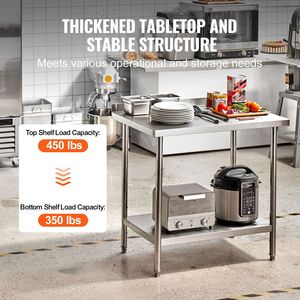 Banco da Lavoro Commerciale in Acciaio Inossidabile Resistente 24 X 36 X 36 Pollici, Tavolo da Lavoro in Metallo per Preparazione Alimenti - Product Image 3