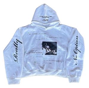 100% coton sérigraphié broderie pull poids lourd Unsex blanc à capuche - Product Image 1