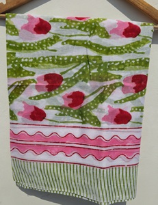 Hand Block Print Cotton <b>Sarong</b> Pareo Floral Beach Wrap for Women Boho Bikini Cover Up Lightweight Summer Scarf Vacation Swimwear - Product Image 4