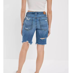 <b>Women</b>’s <b>Light</b> <b>Blue</b> Denim Shorts with High Waist Design, Relaxed Fit, Premium Soft Denim, Vintage Fading, Custom logo - Product Image 4