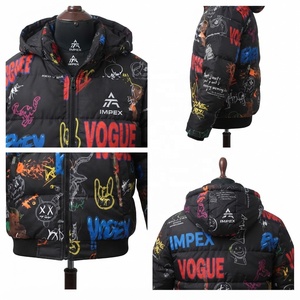 Veste matelassée à capuche unisexe, motif imprimé, coupe-vent, streetwear, manteau d'hiver, rembourrage en polyester, coupe régulière - Product Image 4