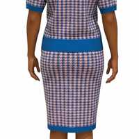 Ensemble 2 pièces en tricot pied-de-poule pour femmes Jack and Jill, haut à manches courtes et jupe crayon, tenue décontractée assortie, logo personnalisé, vente en gros