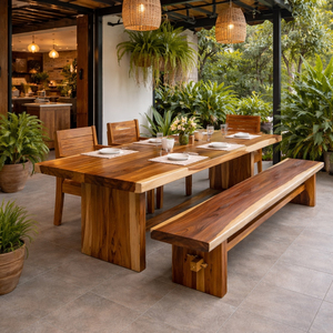 Banco de Espera para Hotel de Madera Maciza de Suar de Alta Calidad y Estilo Moderno con Diseño de Borde Natural, Muebles Comerciales Duraderos y Ecológicos - Product Image 4
