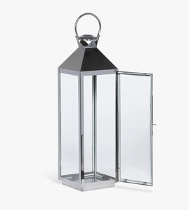 Luxury StainlessSteel Candle <b>Lantern</b> Modern Polished Silver Tall Glass <b>Hurricane</b> Holder for Home Decor Wedding Event Centerpiece - Product Image 2